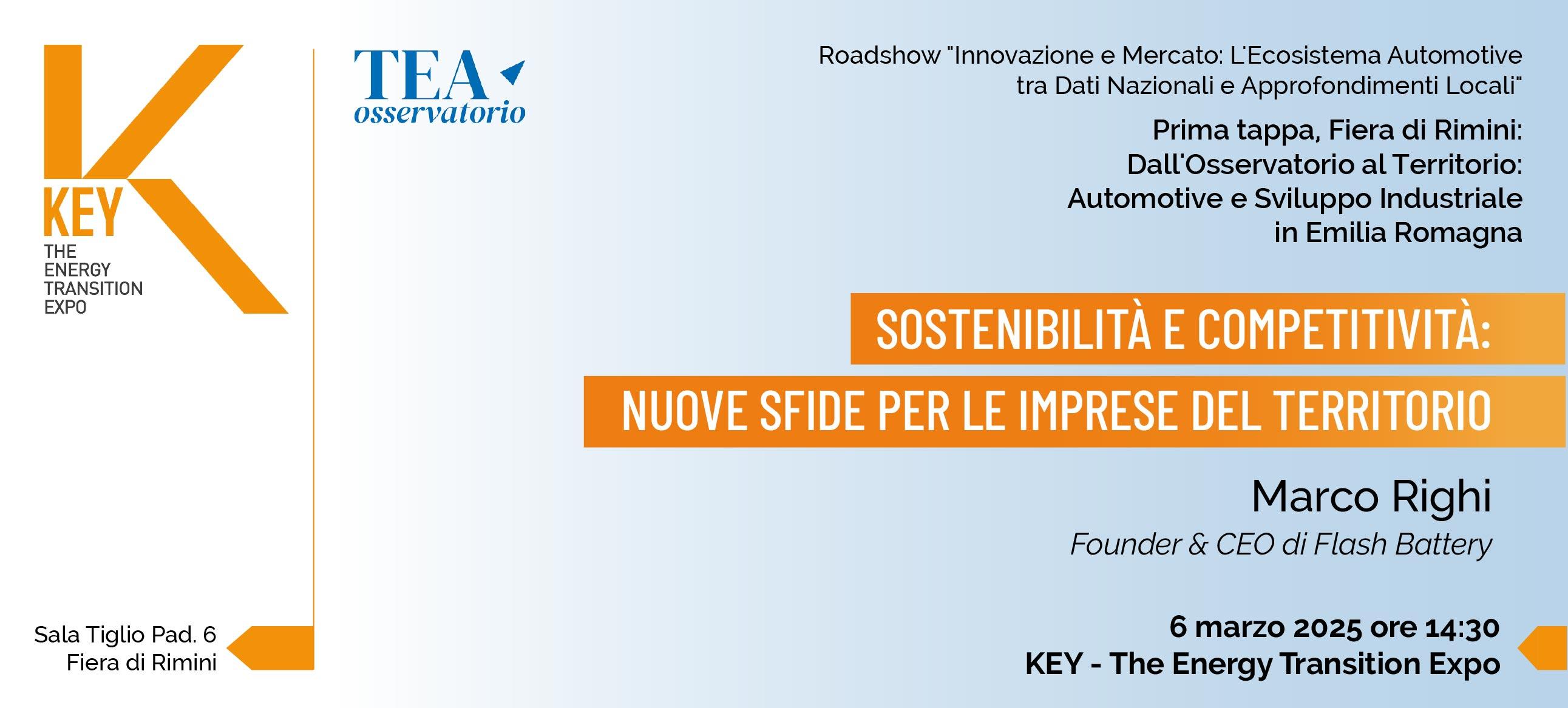 Sustainability and competitiveness challenges for local businesses: Marco Righi among the speakers at the round table organised by KEY Energy | Flash Battery